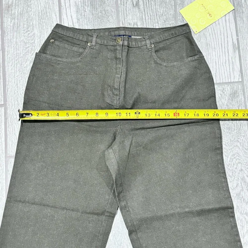 QVC Denim & Co NWT Army Green Jeans size‎ 14 Straight Leg Stretch